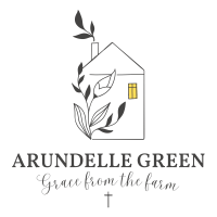 logo, Arundelle Green, house, warm, flowers, farm, cross, grace